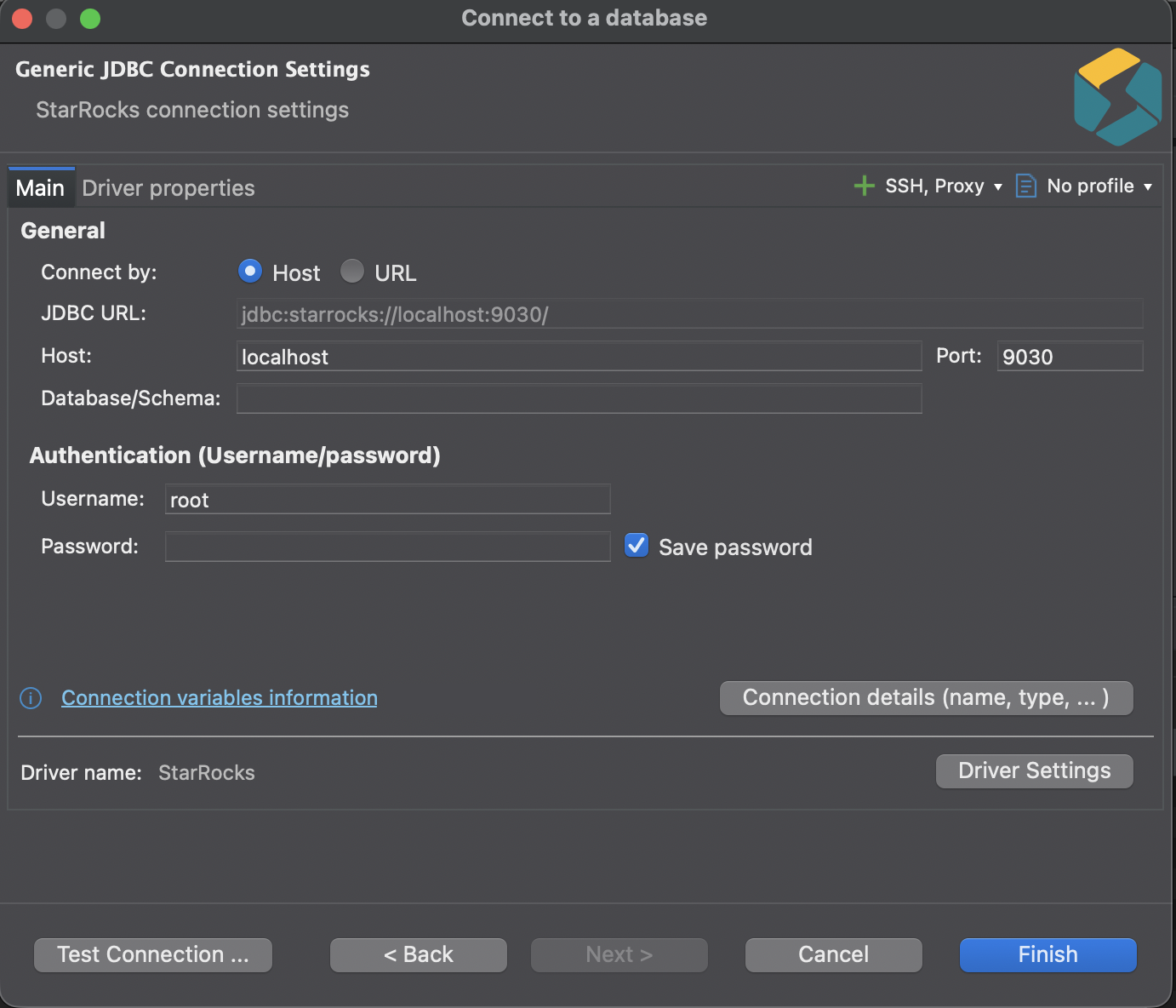DBeaver - Connection Settings - Main tab