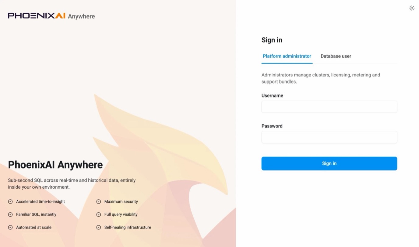 Anywhere Console sign-in