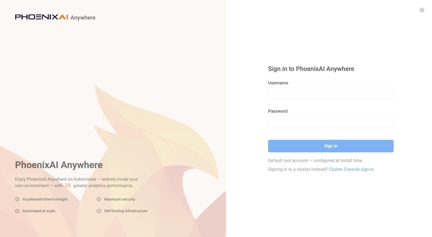 Admin Console sign-in