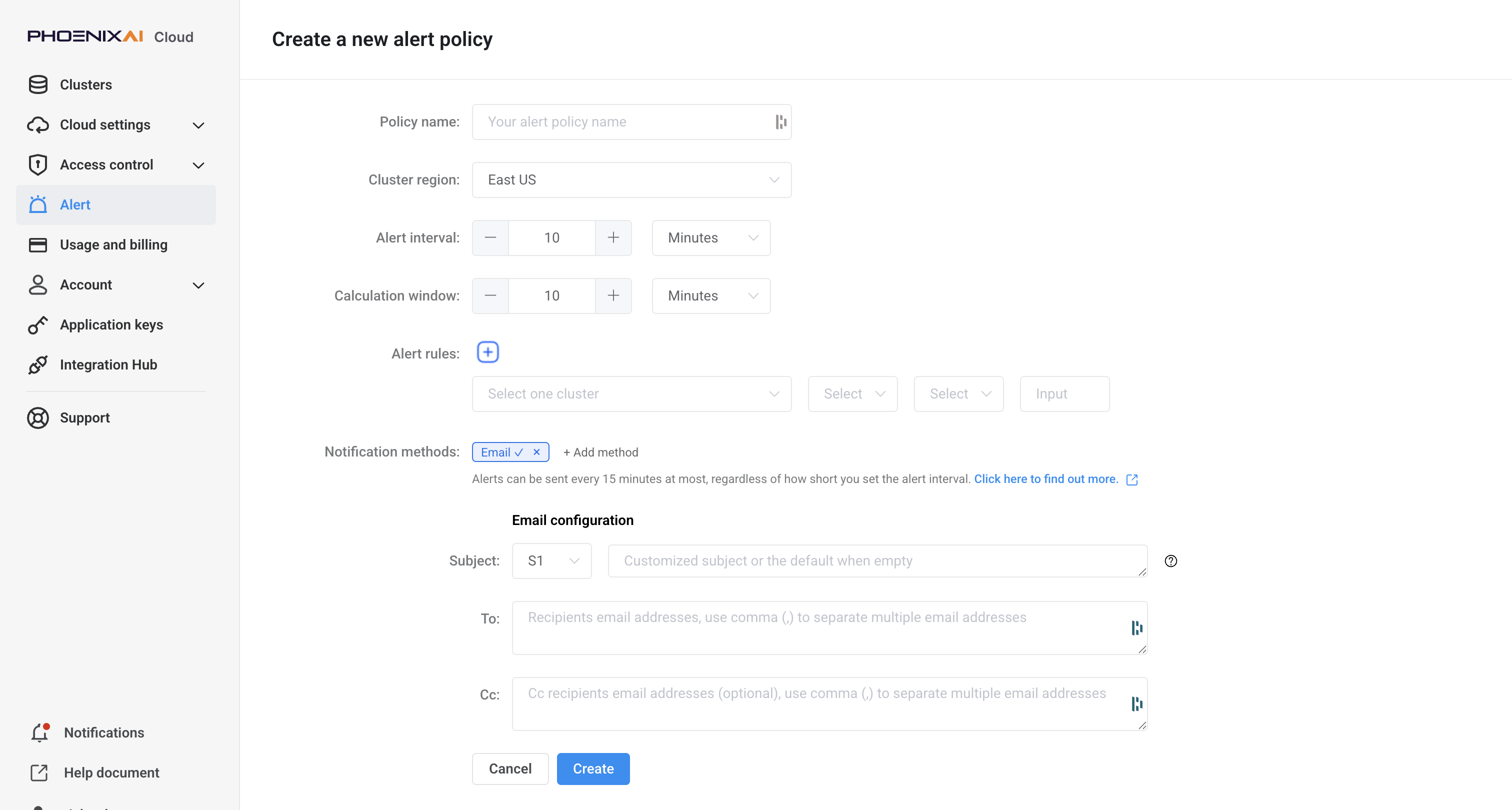 Create alert
