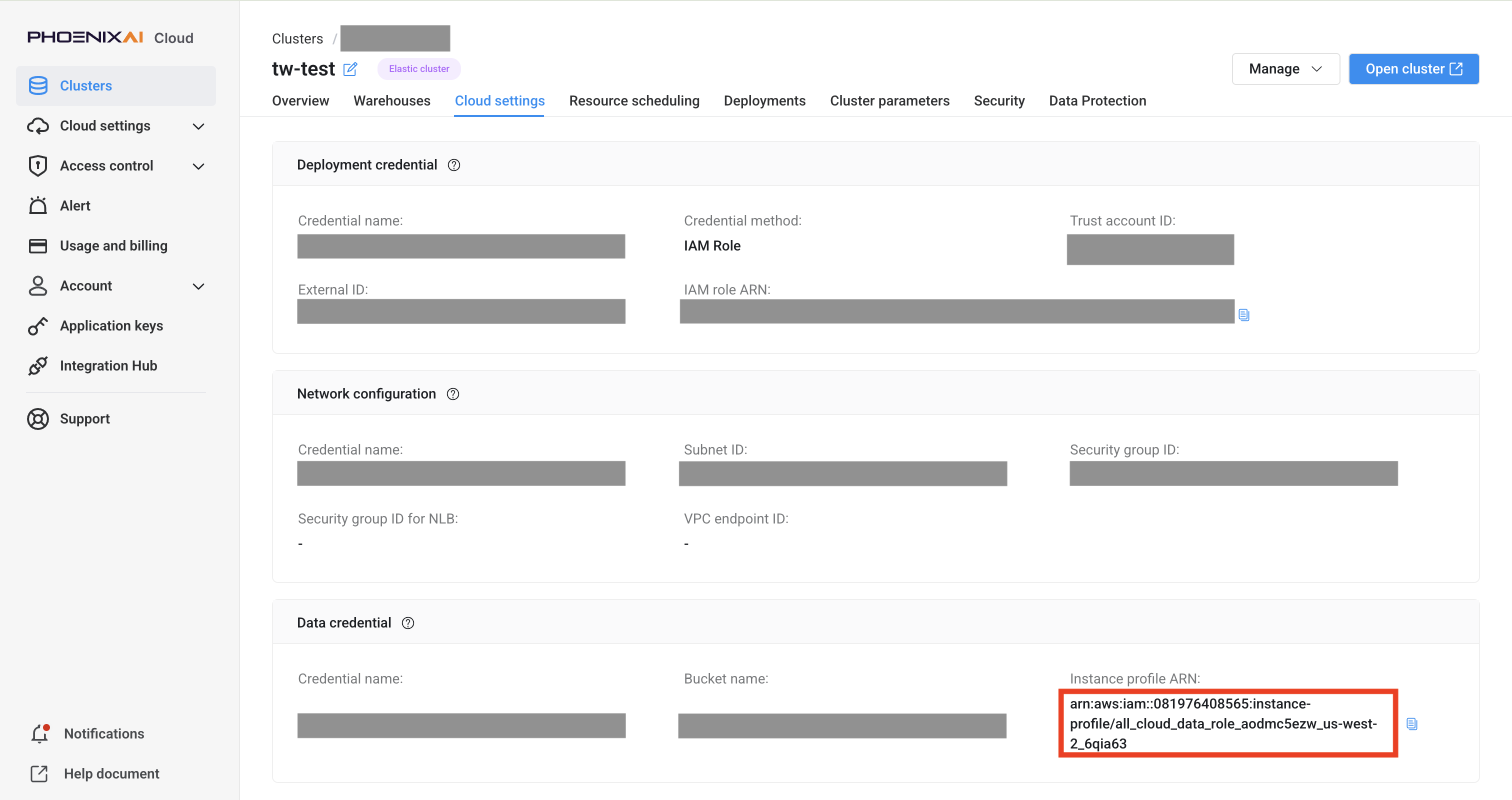 Data credential - Instance profile ARN