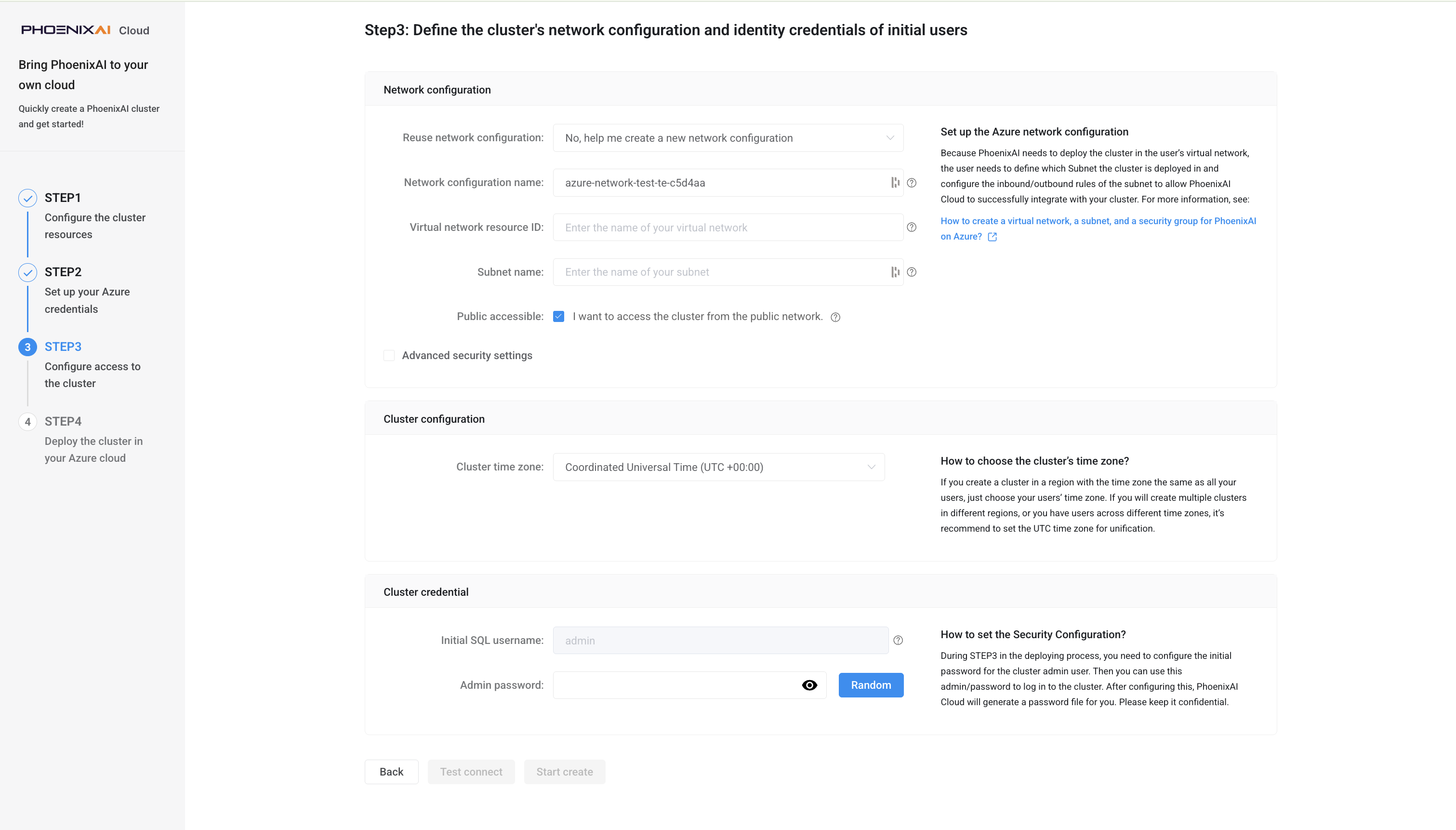 STEP 3: Configure access to the cluster
