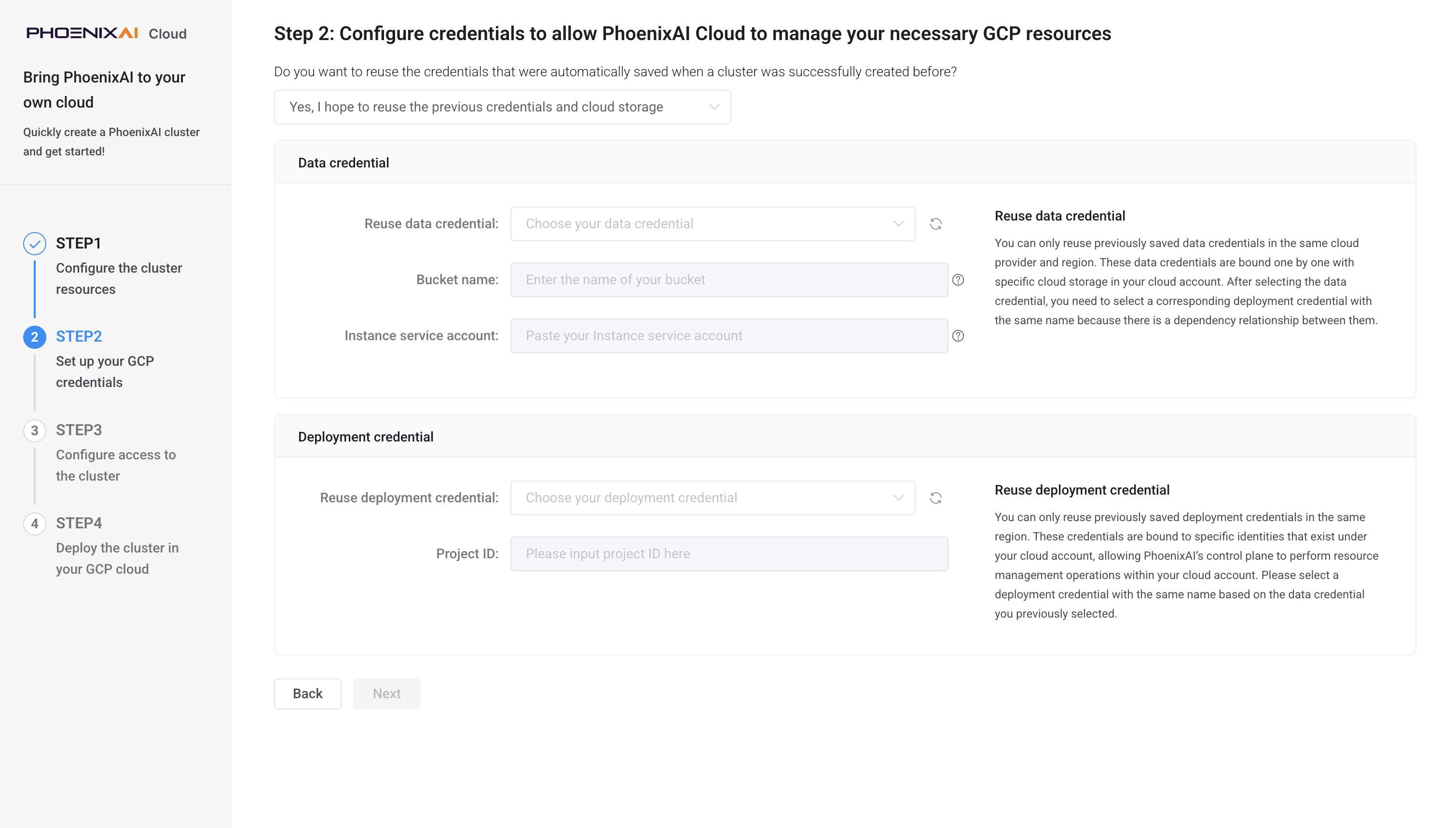 STEP 2: Set up your GCP credentials - Create new credentials