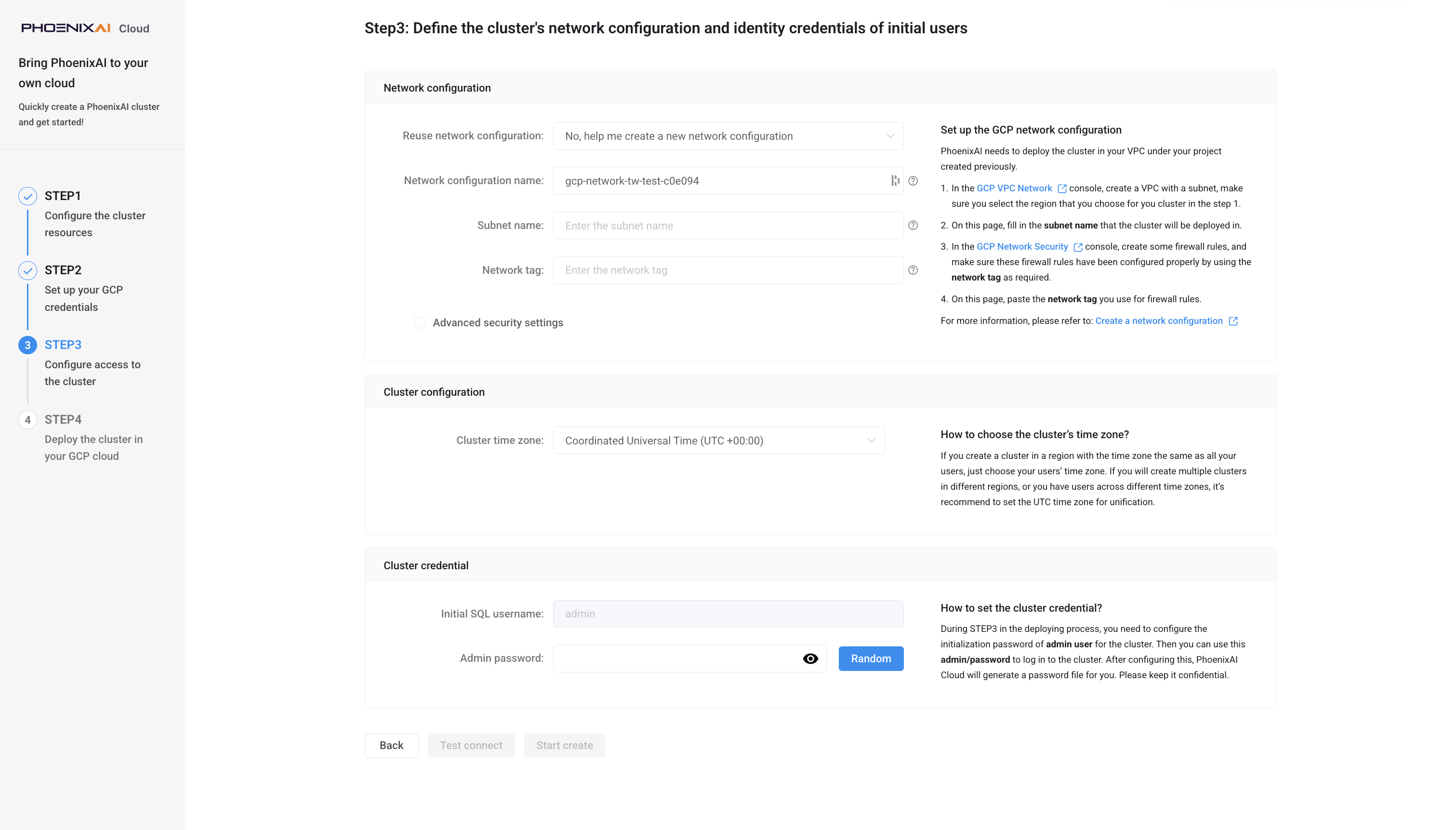 STEP 3: Configure access to the cluster