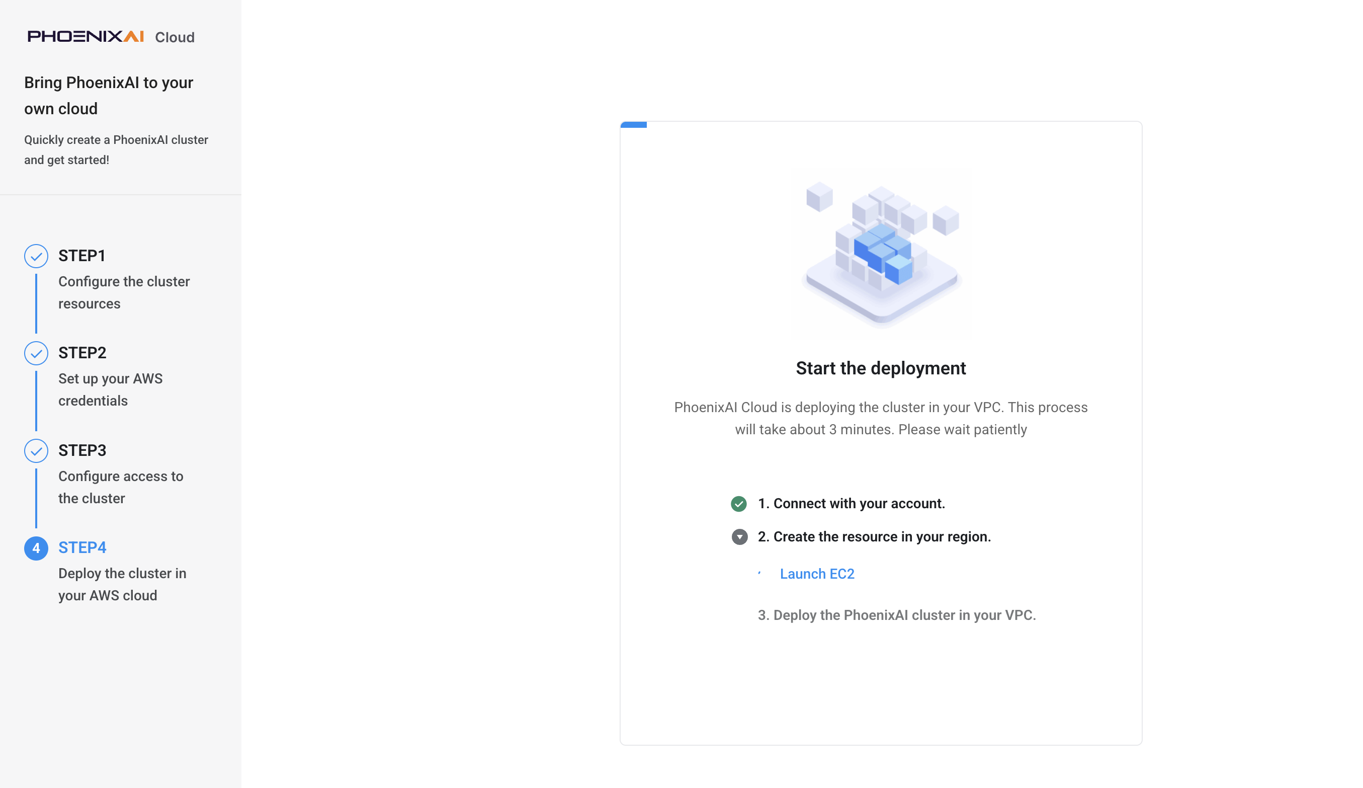 Create Cluster - Step 4 - In progress