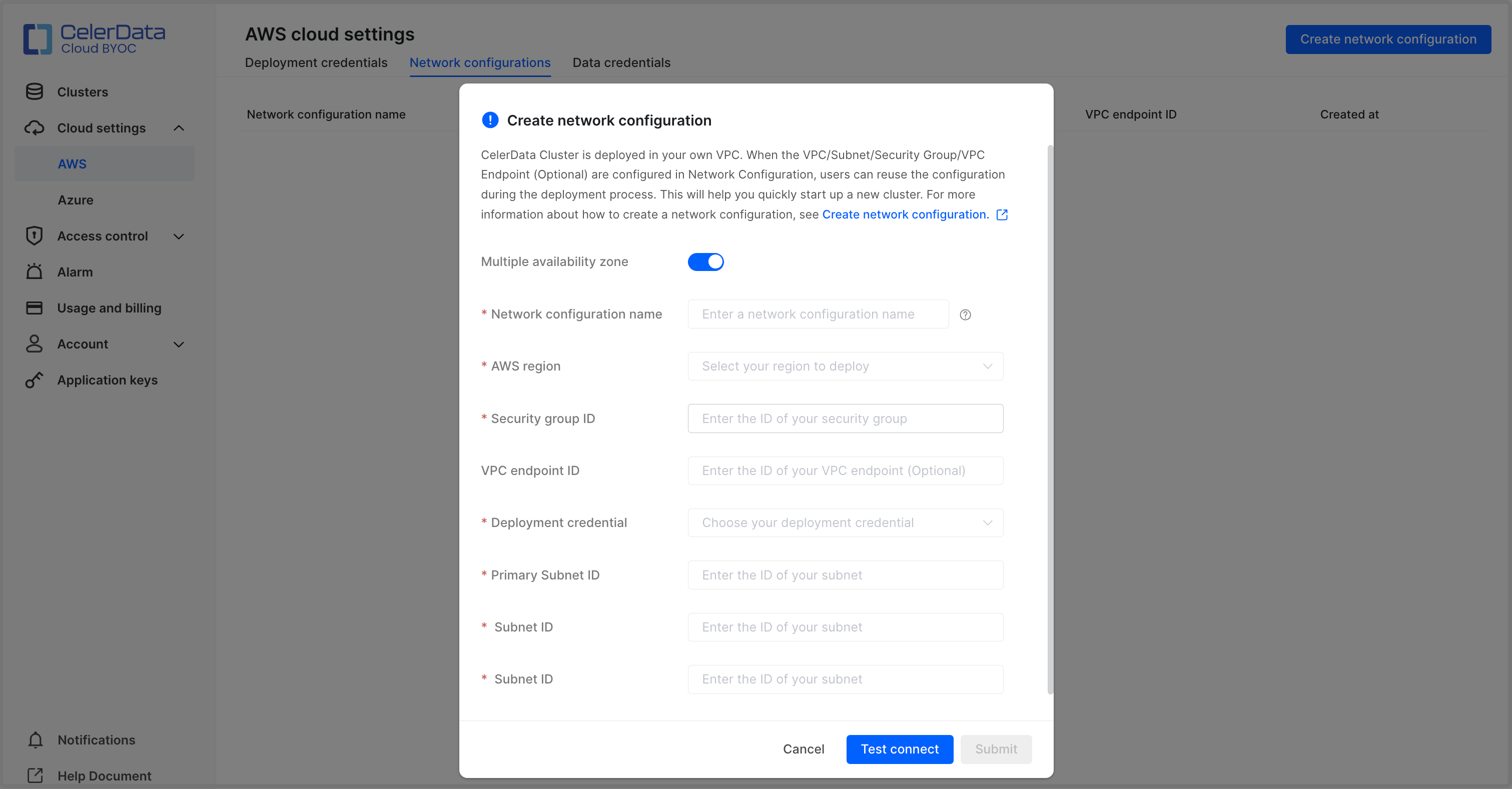 Multi-AZ-Network configuration