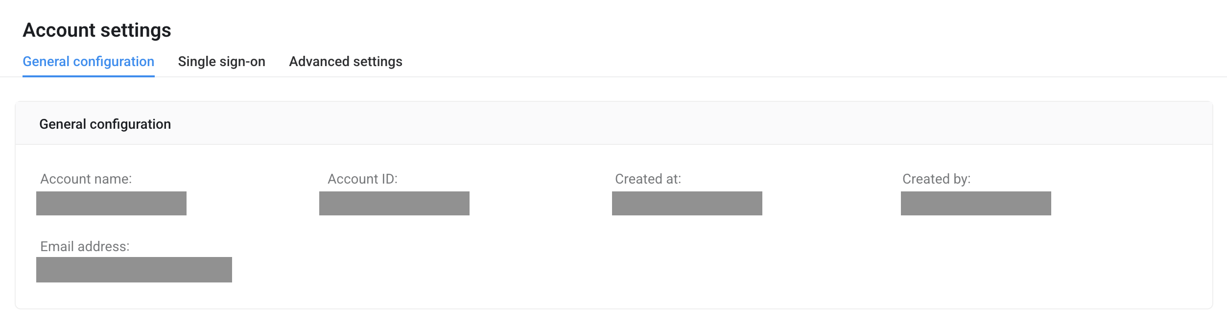 Account - General configuration