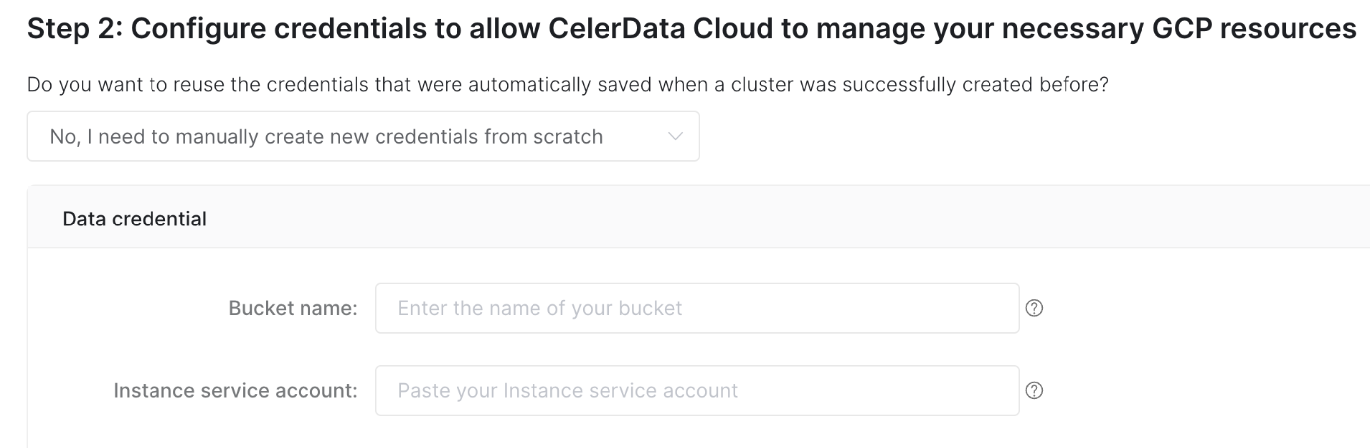 Create Cluster - Step 2 - GCS bucket