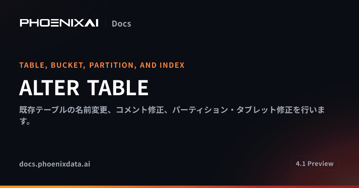 ALTER TABLE | PhoenixAI Cloud